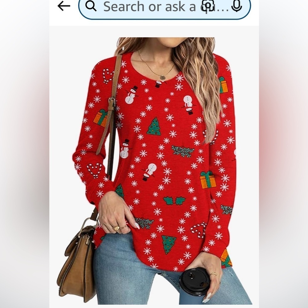 NWT Womens Oversized T Shirts Crewneck long sleeved Christmas